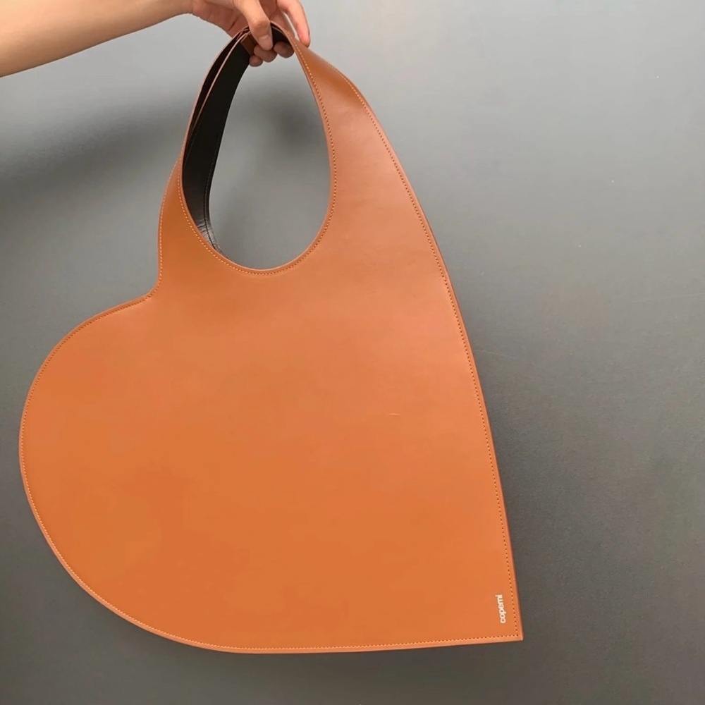 Coperni Heart-Shaped Tote in Tan Brown